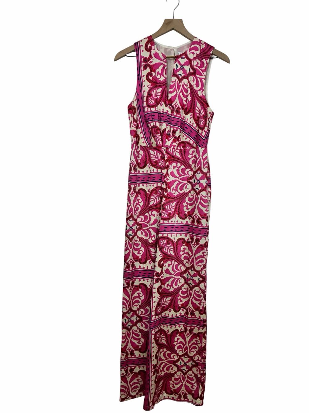 MNG Mango Womens Vibrant Paisley Pink Retro Flowy Sleeveless Jumpsuit Size Small